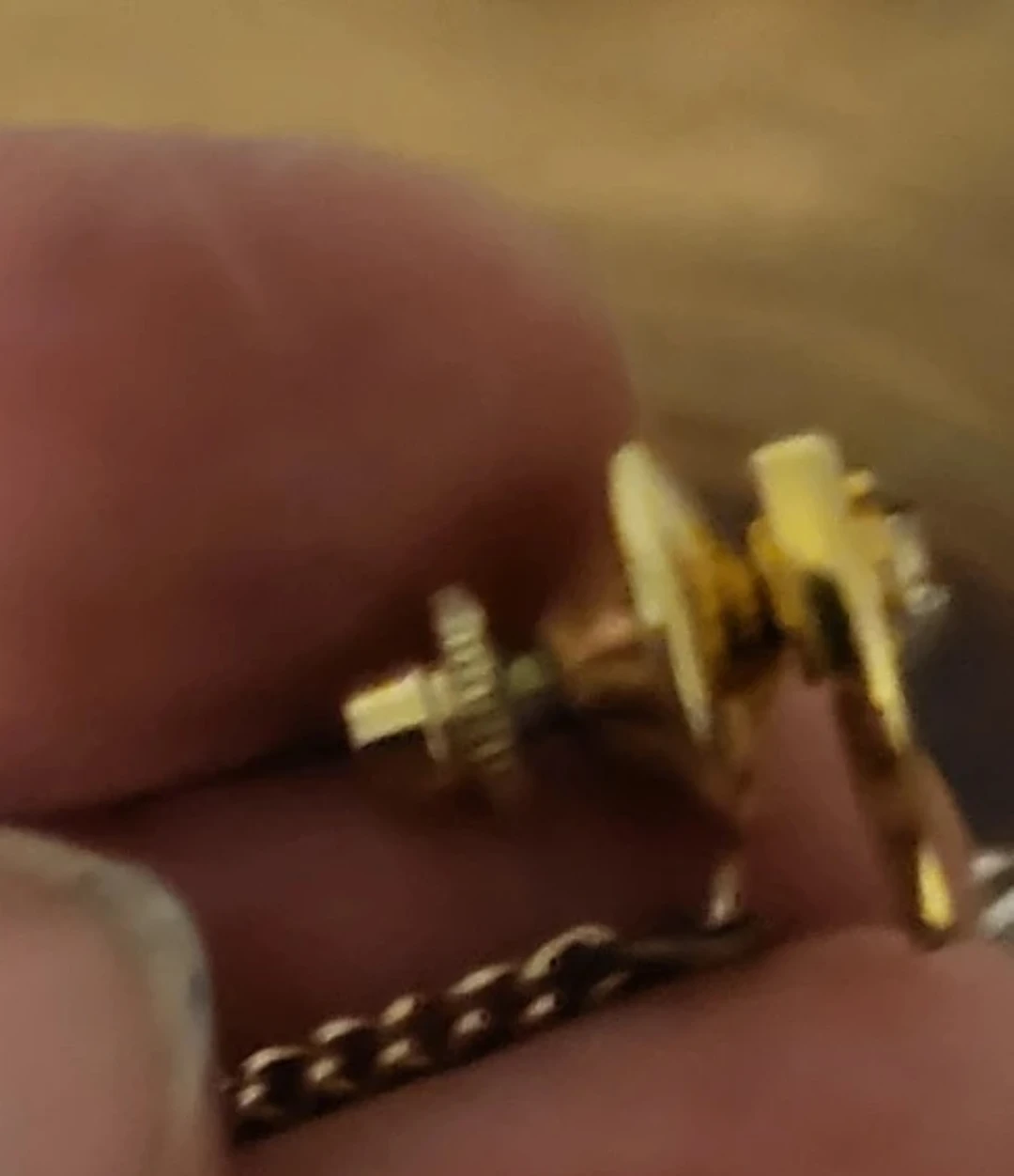 Gold-Tone Horseshoe Tie Tack with Chain - photo 2
