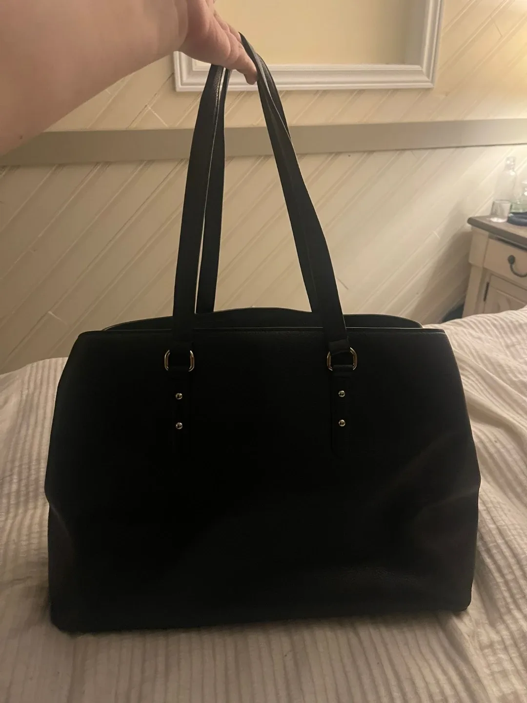 Kate Spade Black Leather Tote Bag image indicator(2)