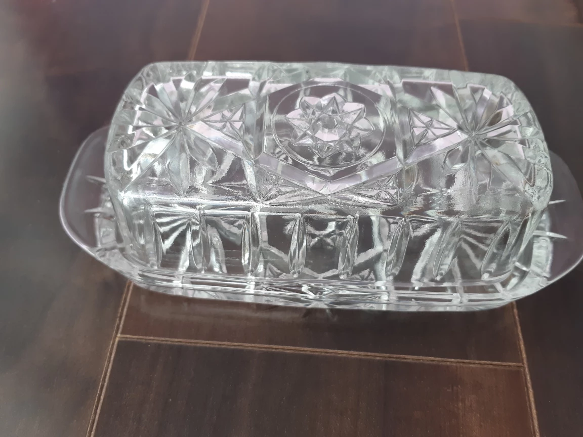 Crystal Butter Dish with Lid - Vintage
