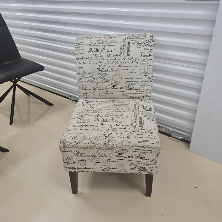 Accent Chair - Beige with Black Script