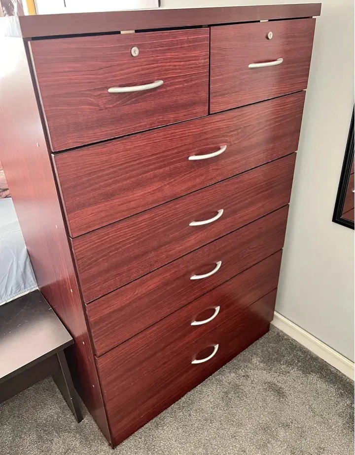 Tall Wooden Dresser with 7 Drawers