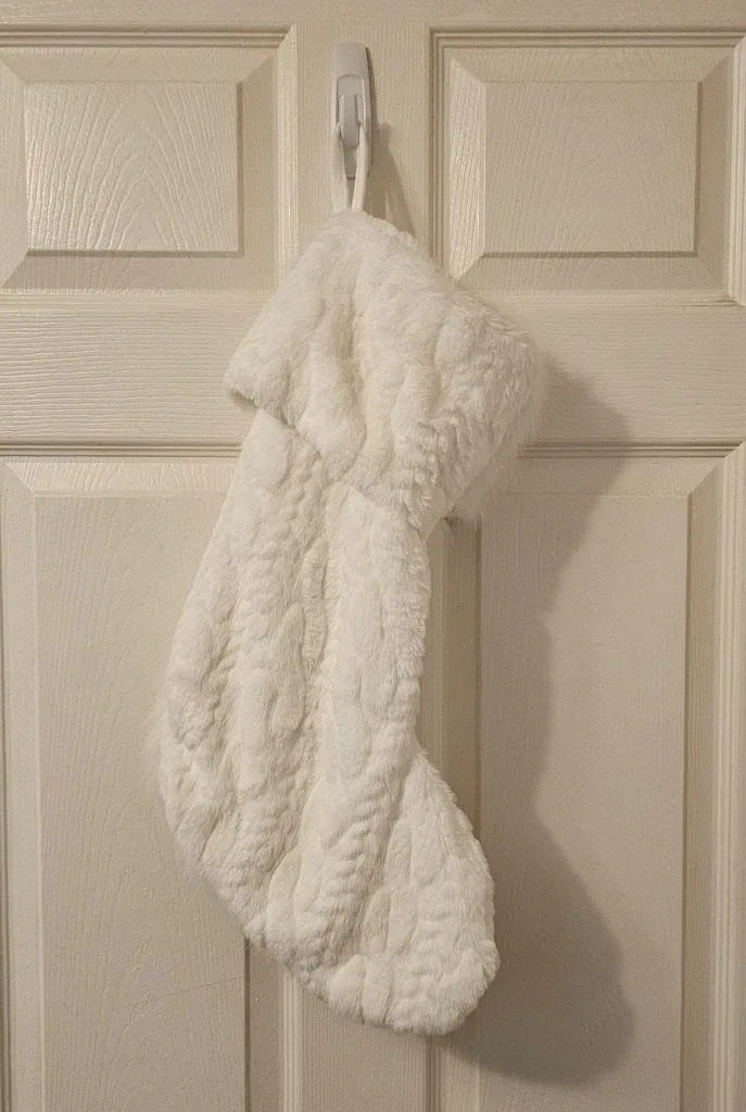 2 White Martha Stewart Faux Fur Christmas Stockings image indicator(3)