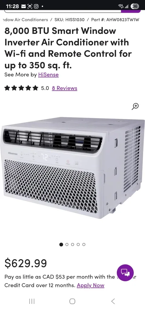 Hisense 8000 BTU Smart Window Air Conditioner - New image indicator(7)