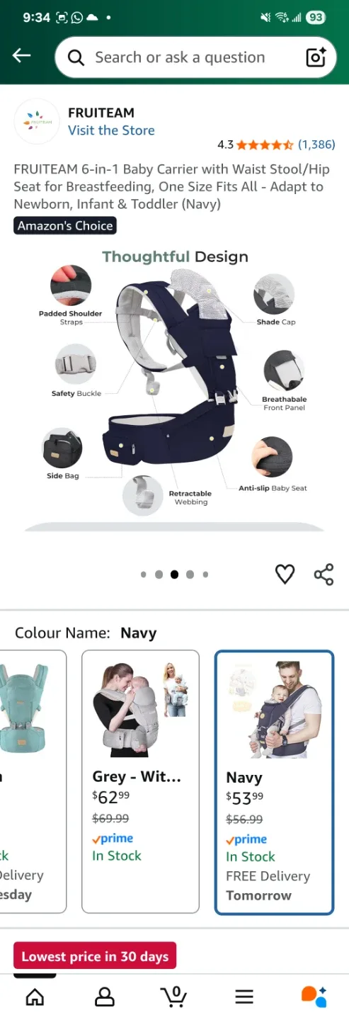 FRUITEAM Multifunctional Baby Hip Seat Carrier - Navy image indicator(4)