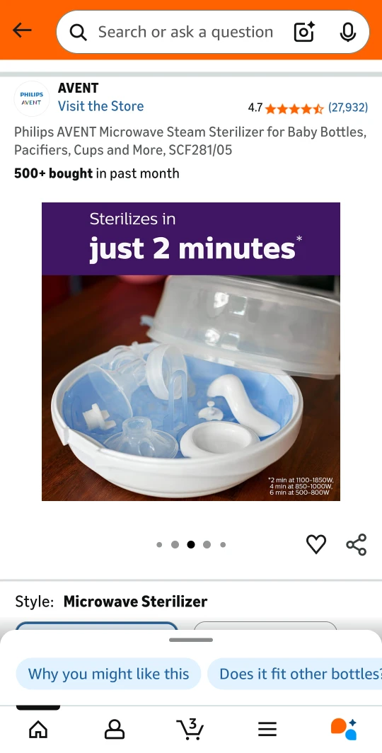 Philips AVENT Microwave Steam Sterilizer SCF281/05