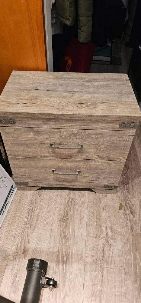 Wood Finish 2-Drawer Nightstand image indicator(3)