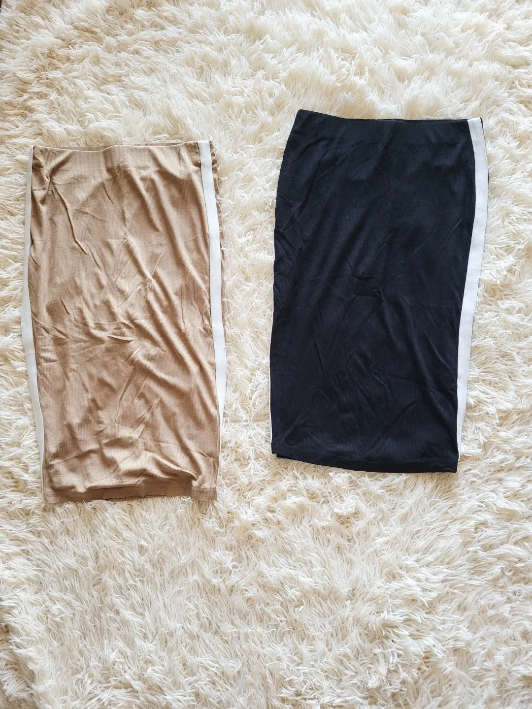 Two Pencil Skirts - Beige & Black