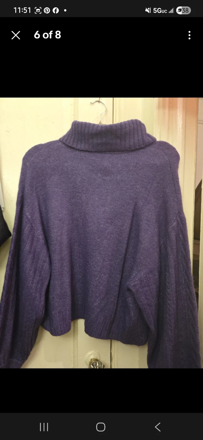 Purple color turtle neck divided women cardigan sz - photo 2