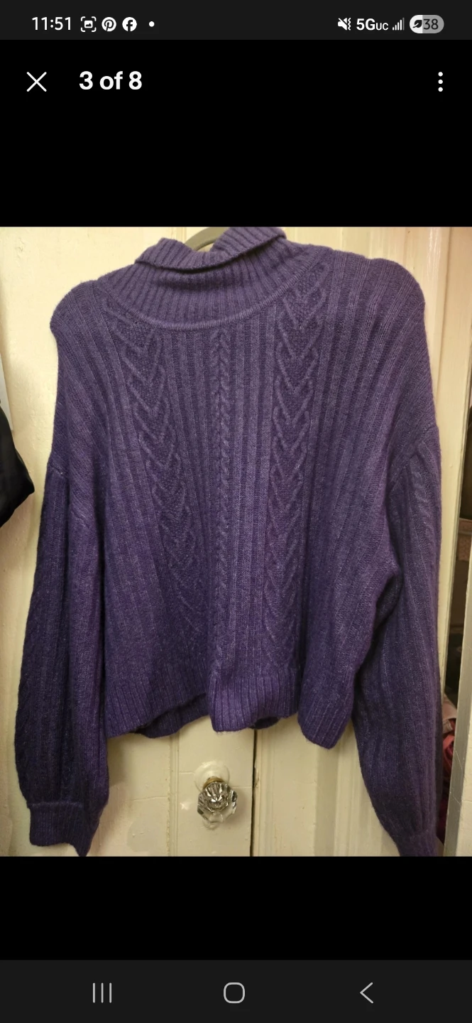 Purple color turtle neck divided women cardigan sz - photo 3