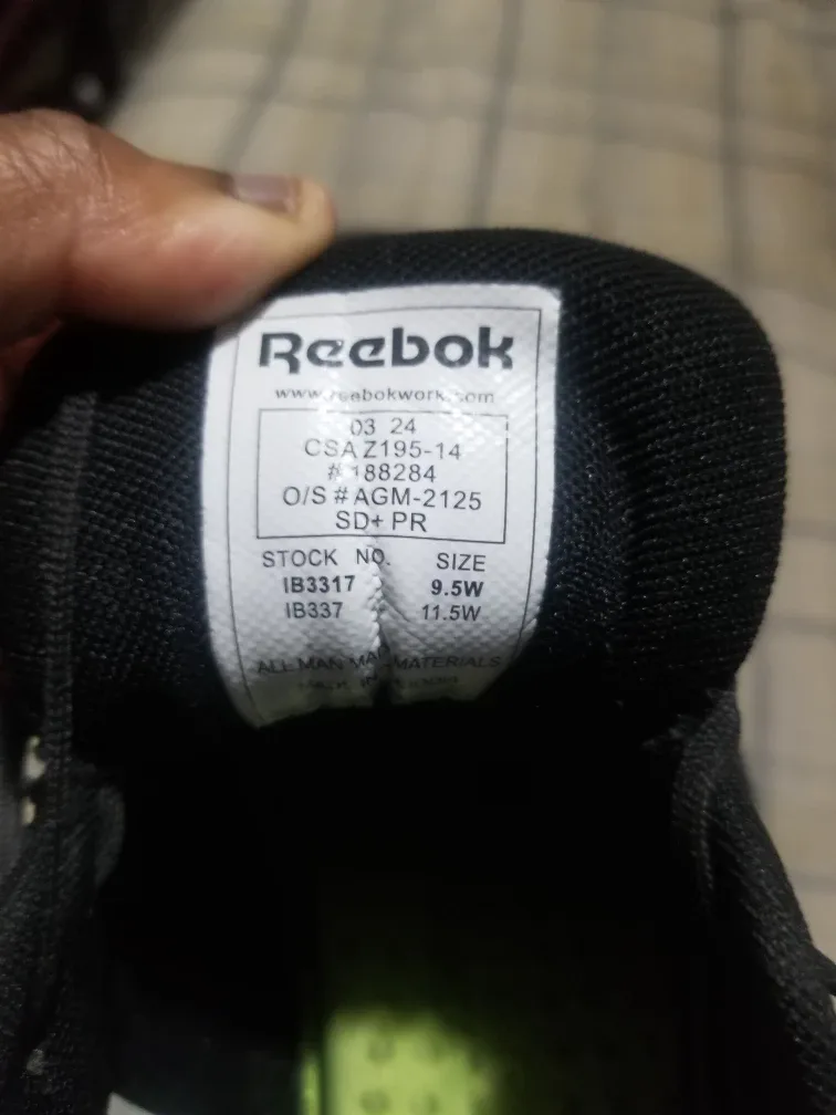 Reebok Non-Silp Hard Toe Black Shoes - Size 9.5W image indicator(5)