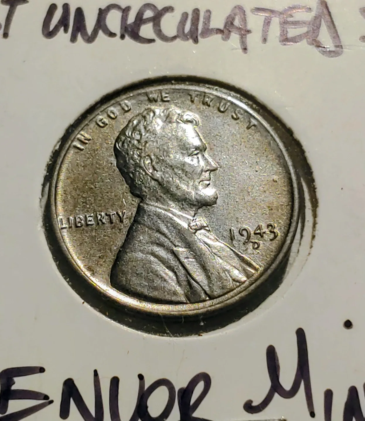 HIGH GRADE RARE 1943-D US AMERICAN STEEL PENNY