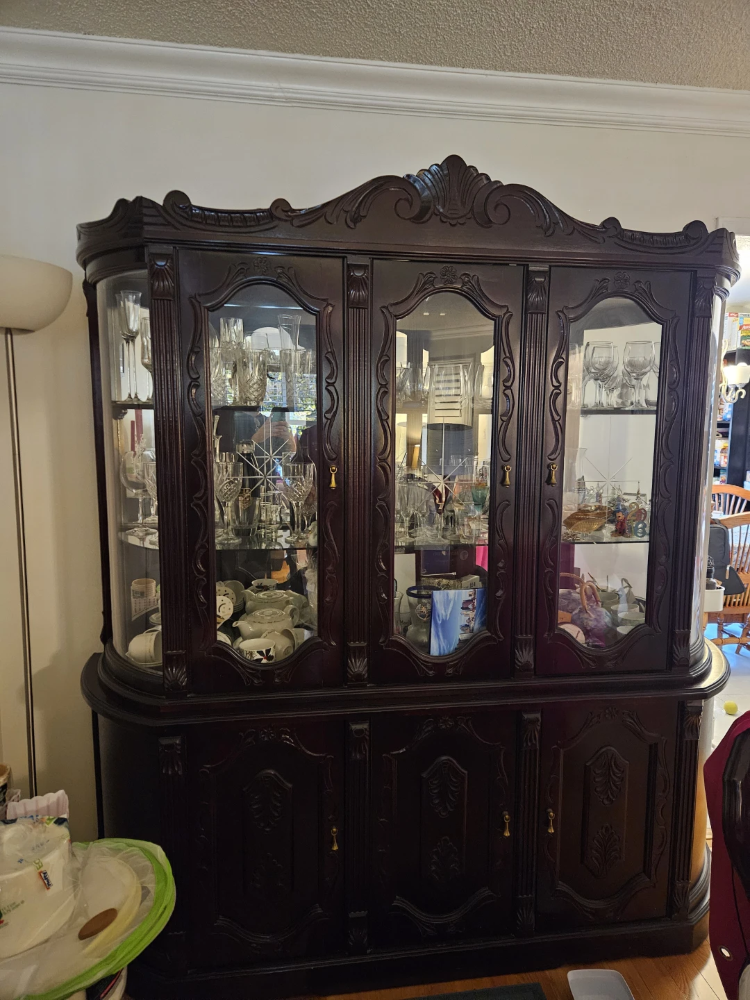 Antique China Cabinet - Dark Wood