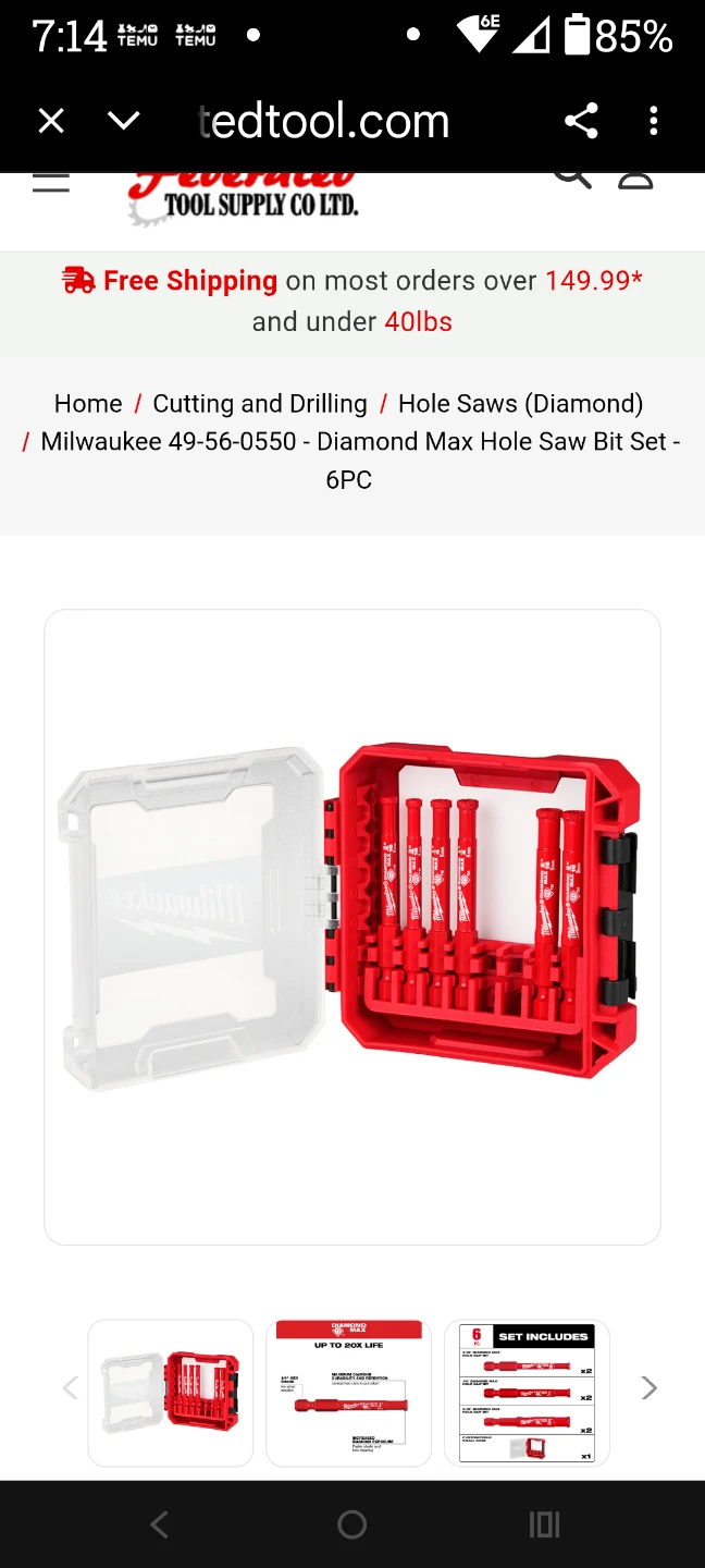 Milwaukee 49-56-0550 Diamond Max Hole Saw Bit Set - 6PC - photo 5