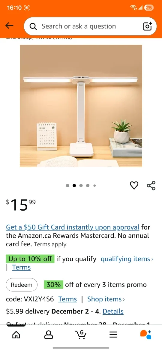 Bright Dual Arm Reading Light, LED Desk Lamp - White image indicator(4)