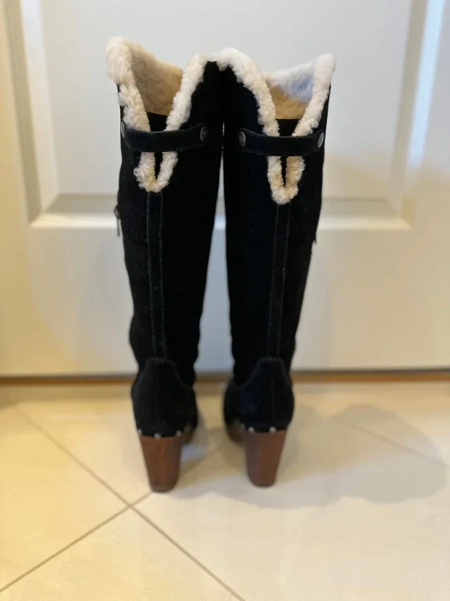 UGG Black Suede Leather Tall Boots image indicator(5)