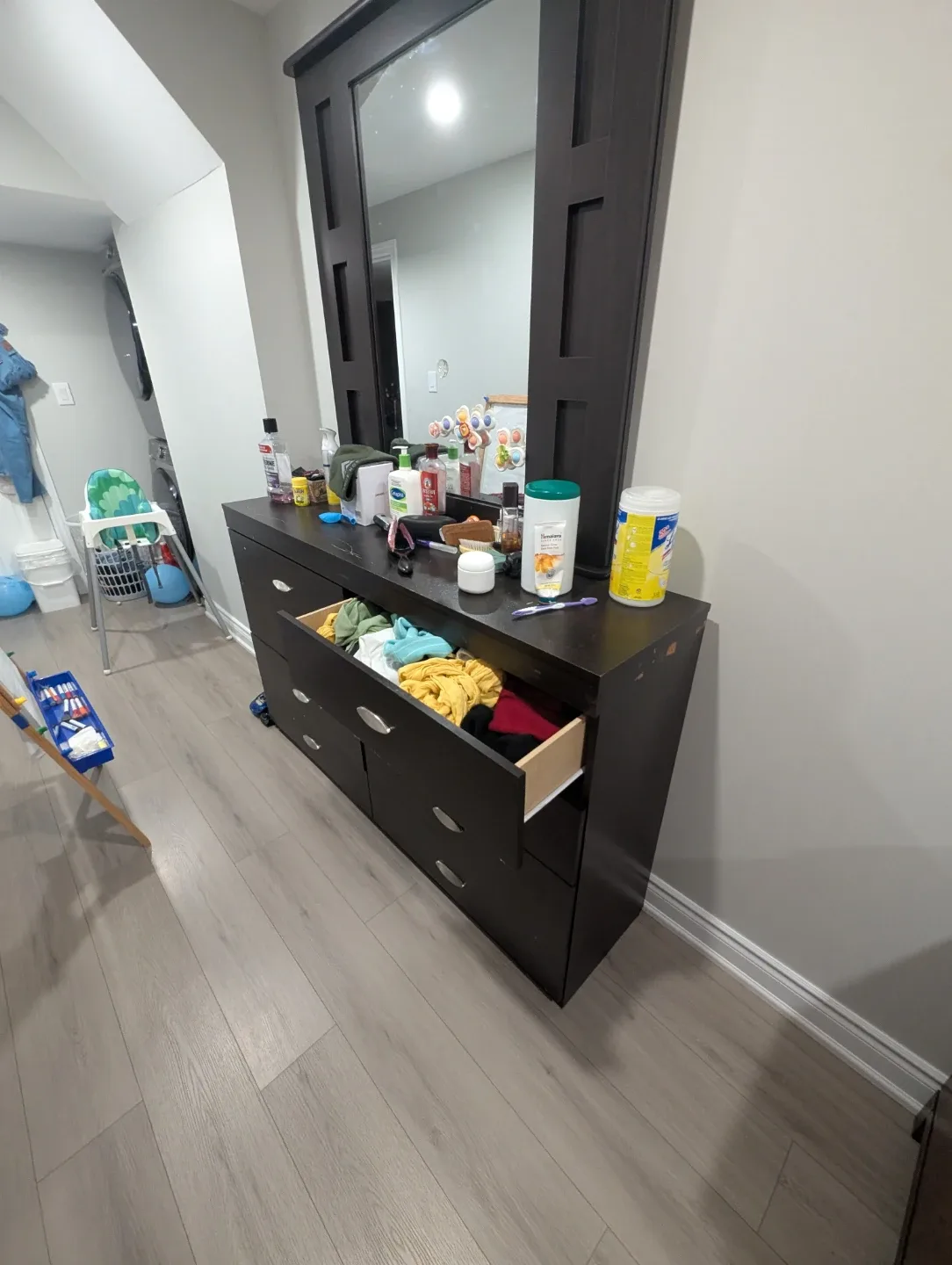 Dark Brown Dresser with Mirror image indicator(2)