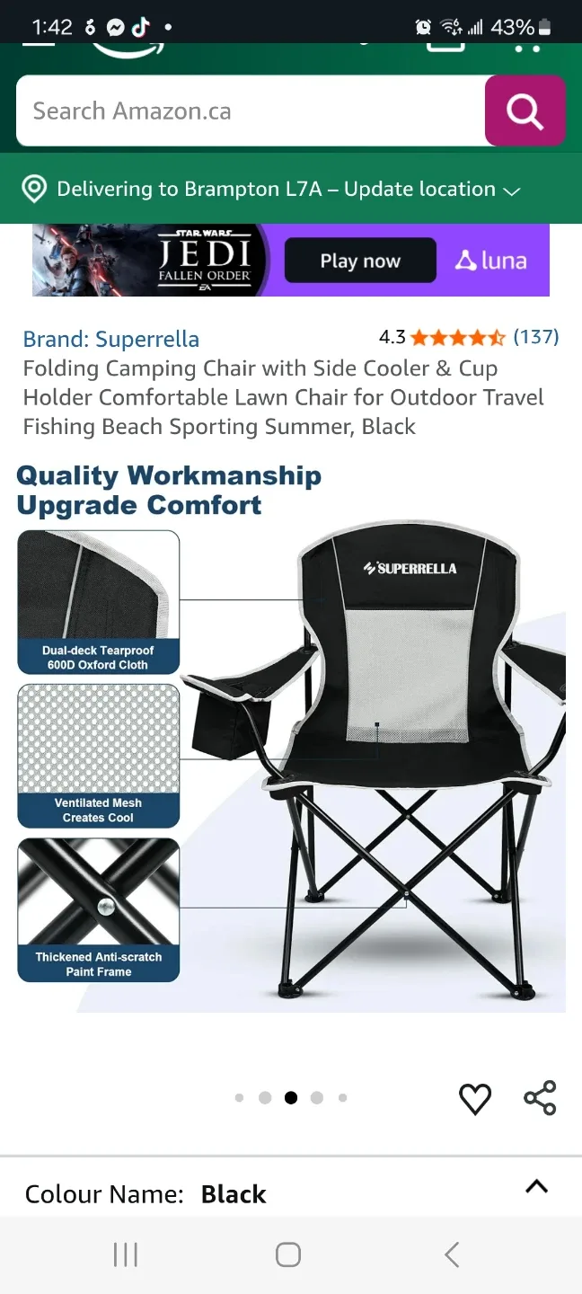 Folding Camping Chair  Set of 2 brand new image indicator(5)