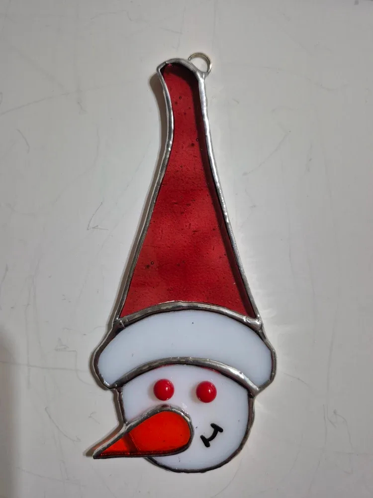 Stained glass Snowman Christmas tree ornament image indicator(2)