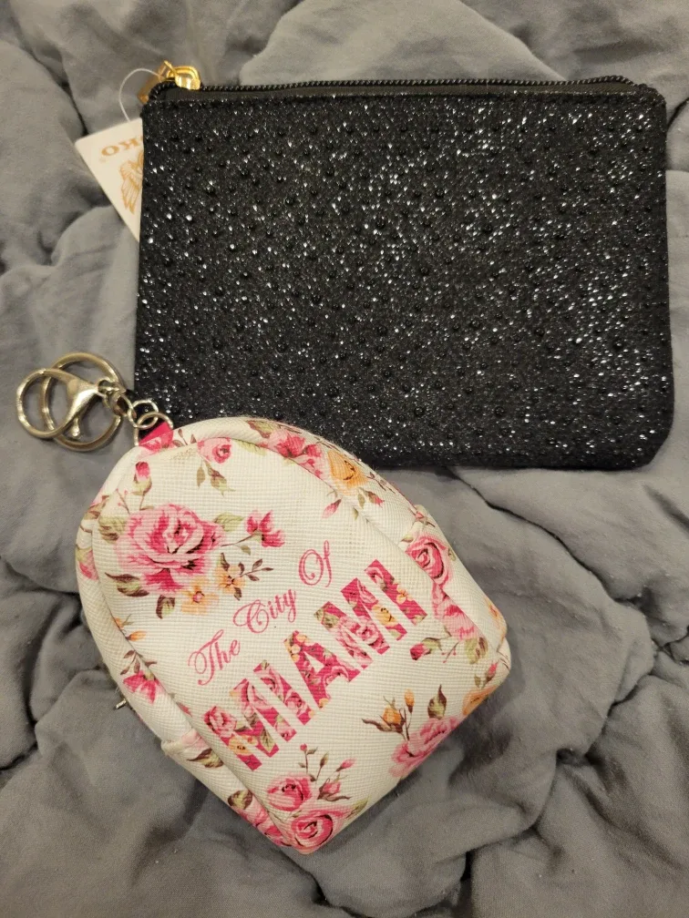 Keychain mini backpack &  Black small pouch