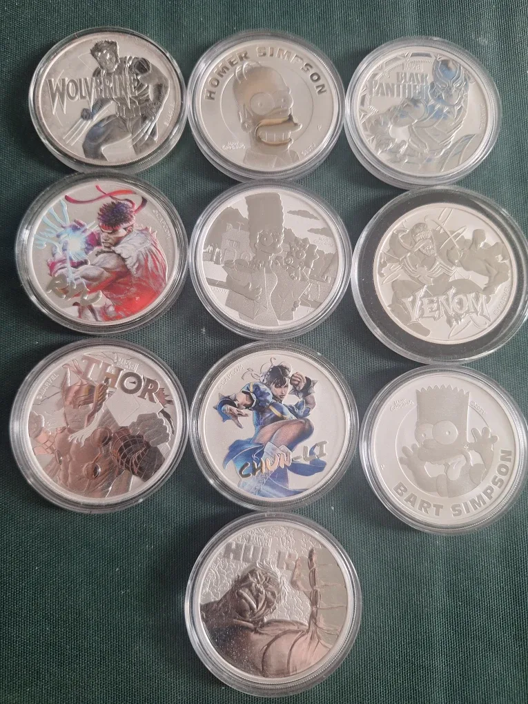 Various Perth Silver  Coins Simpsons and Marvel Super Heroes New