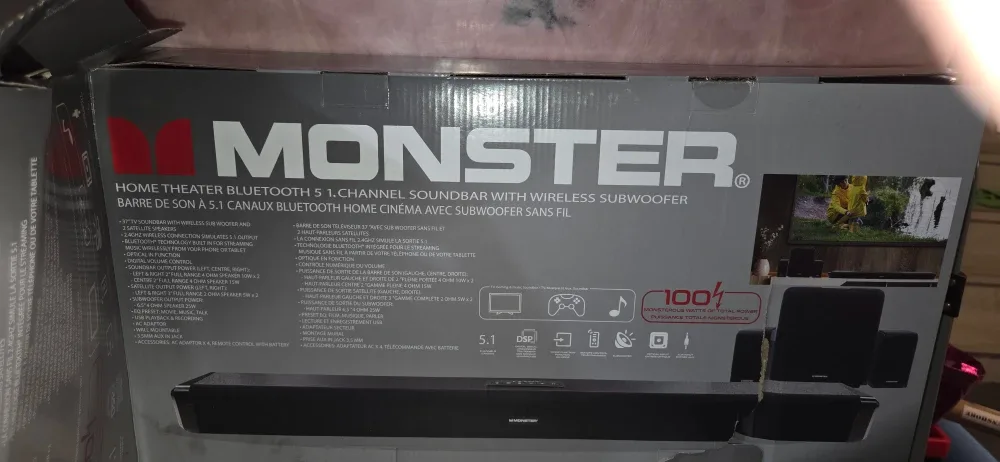 Monster Bluetooth 5.1 Channel Soundbar w/ Subwoofer - NEW