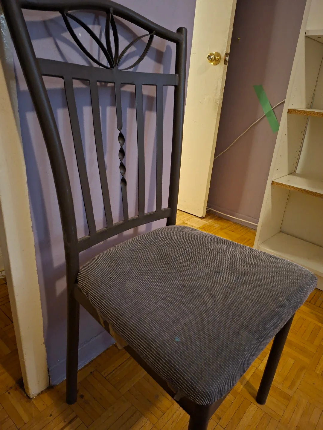 🥕Dark Metal Dining Chair with Padded Seat image indicator(2)