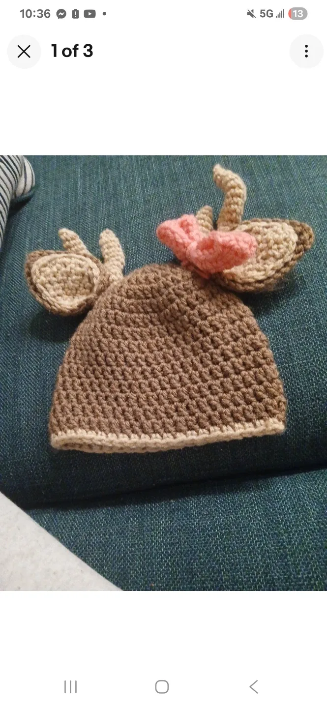 Crochet Reindeer Hat - Baby/Toddler image indicator(2)