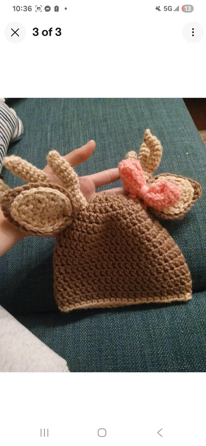 Crochet Reindeer Hat - Baby/Toddler image indicator(6)