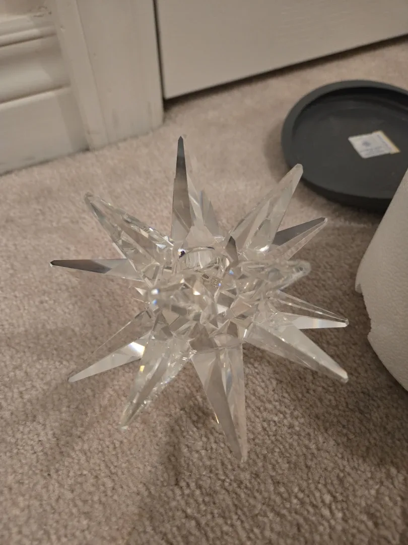 Swarovski Silver Crystal Art 7600 NR 143000 Star Candle Holder image indicator(2)