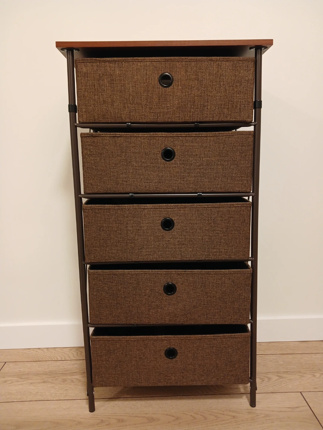 Brown 5-Drawer Storage Tower