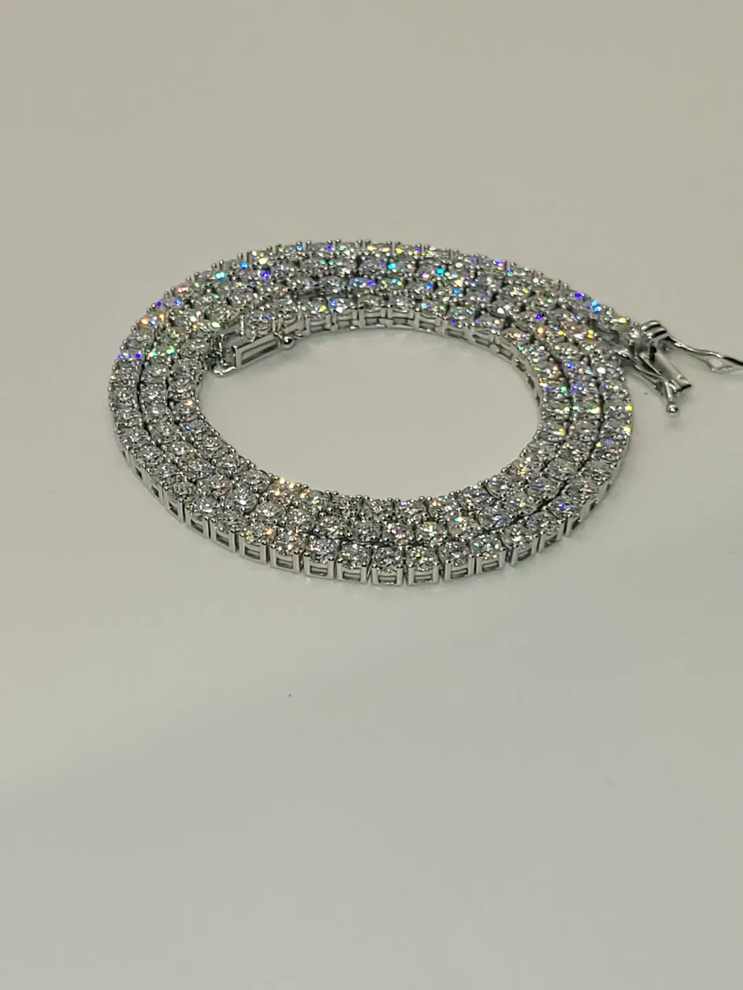 Lab Grown Moissanite Tennis Chain Necklace 16.34ct image indicator(4)