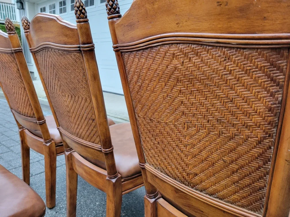 Beautiful Set of 6 Brown Leather Dining Chairs. $50 Each. image indicator(8)