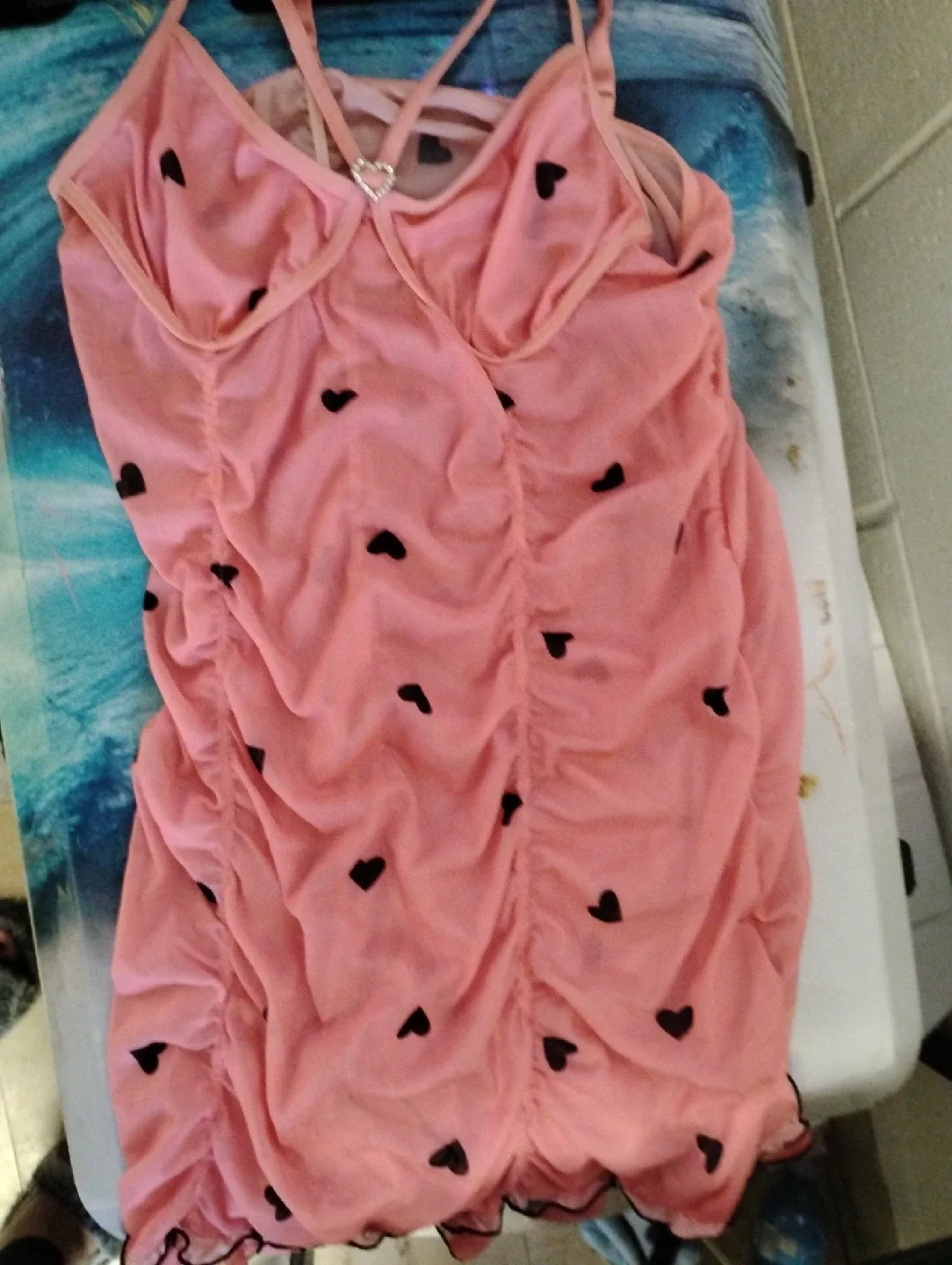 Pink Heart Print Mini Dress thumbnail