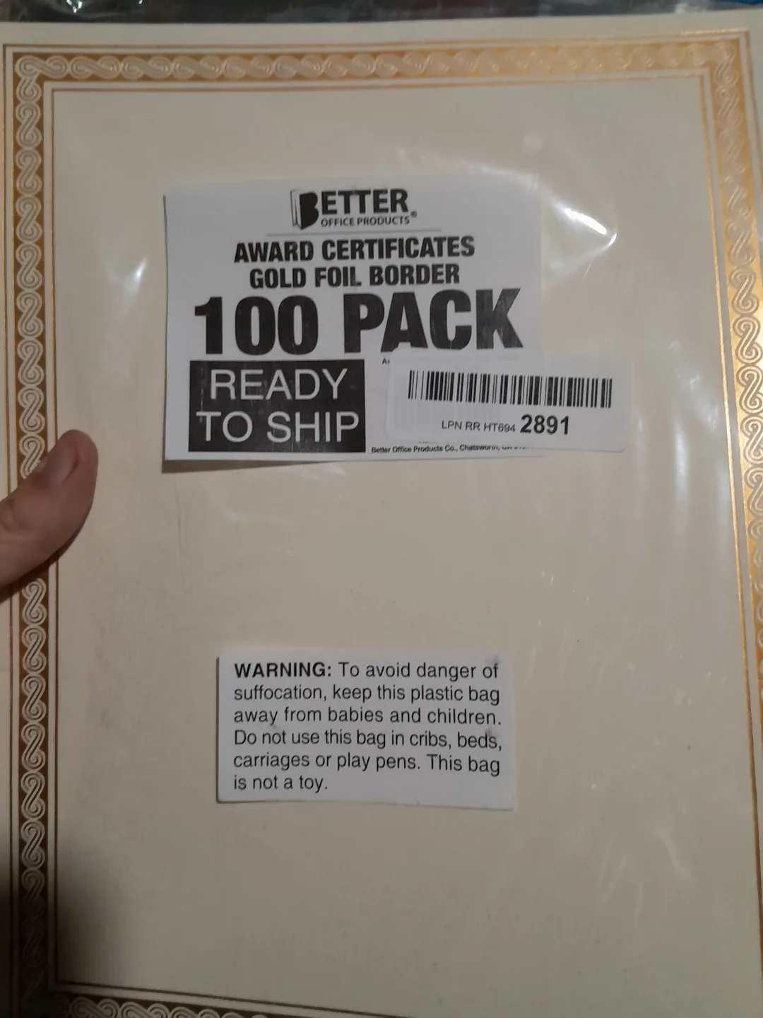 New Better Office Award Certificates - Gold Foil Border image indicator(3)