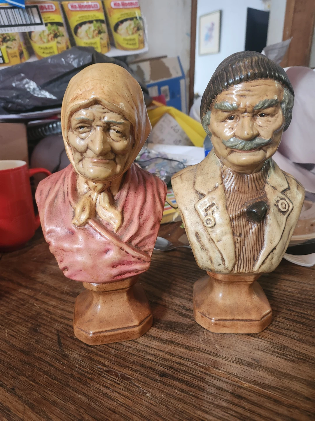 Vintage Ceramic Busts - Merry X'Mas & Randy