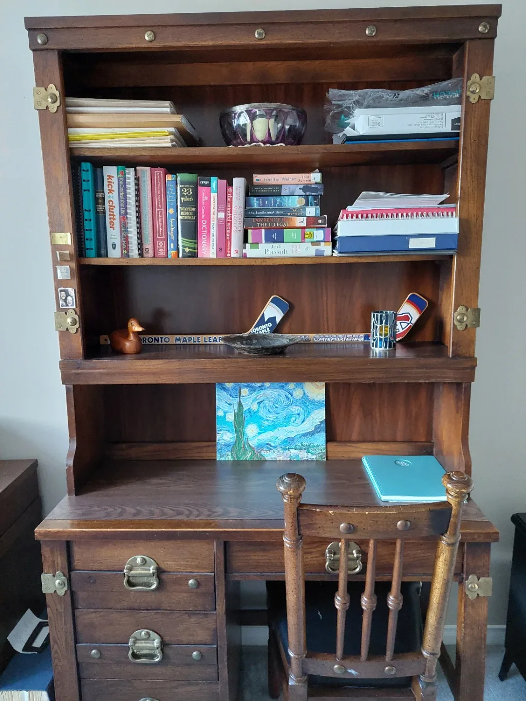 Wooden Desk with Hutch and Chair image indicator(2)