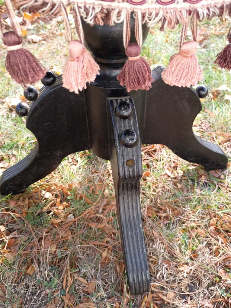 Antique Striped Upholstered Ottoman Footstool image indicator(6)