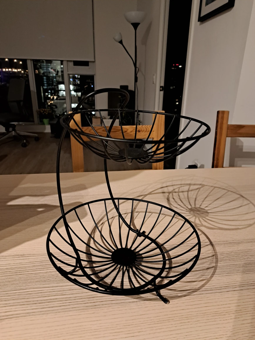 Black Metal 2-Tier Fruit Basket