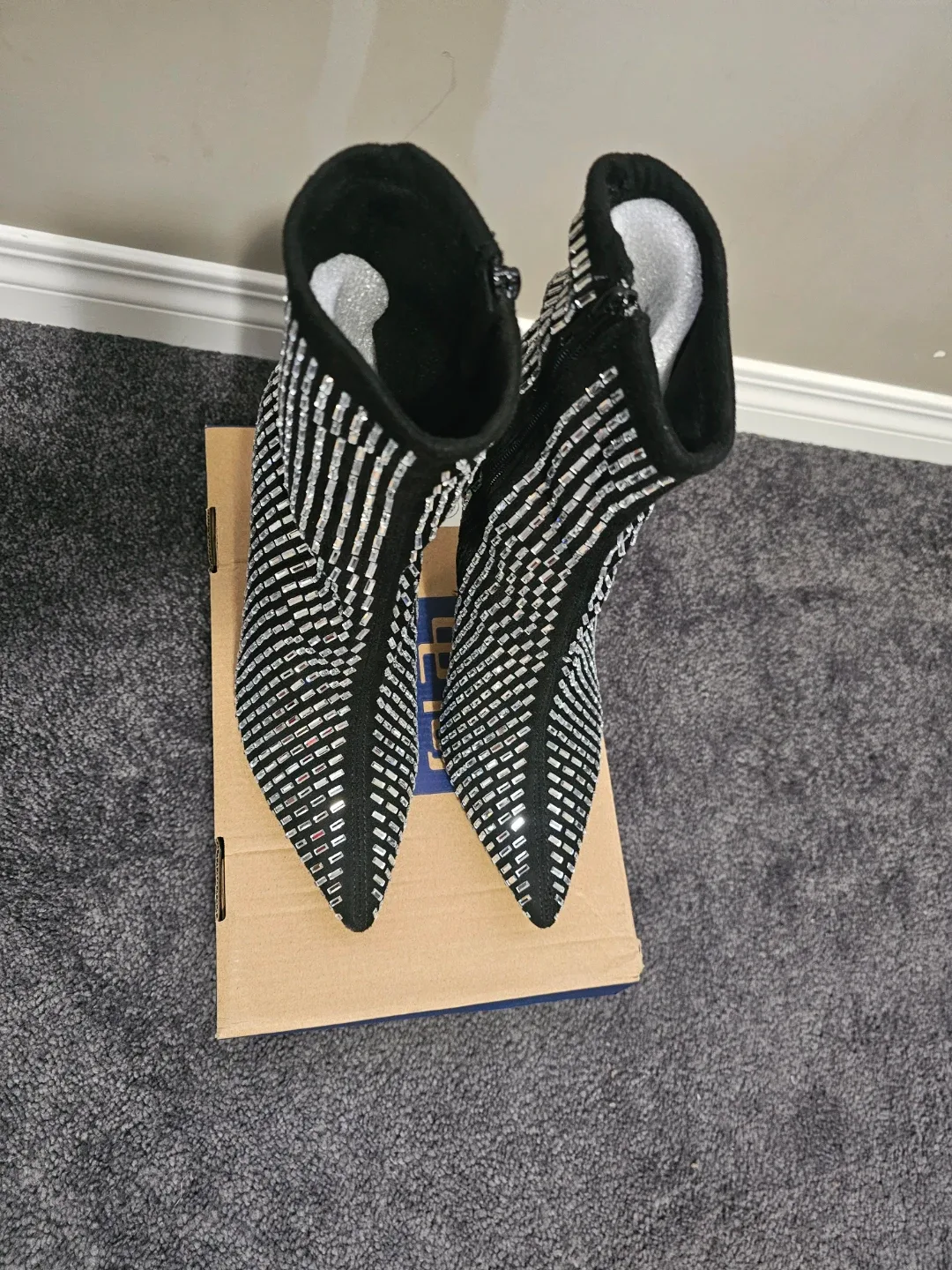 Black & Silver Ankle Boots - Size 9