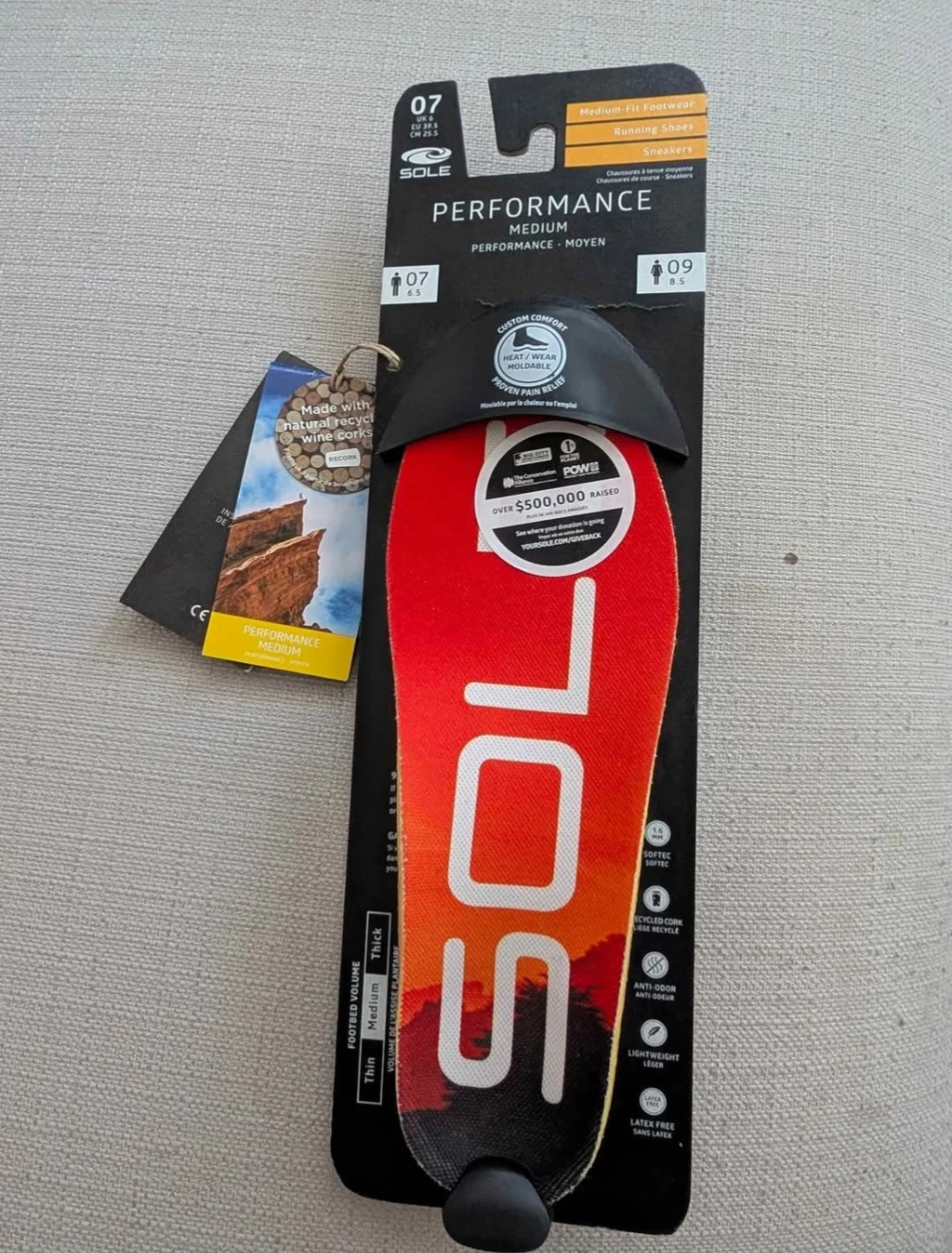 SOLE Performance Medium Insoles - Size 7 (New)