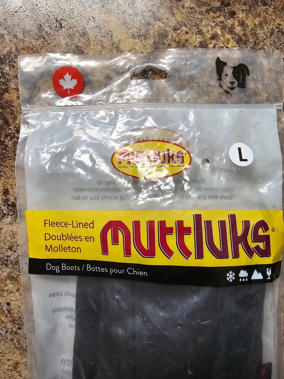 Muttluks Fleece Lined Dog Boots - Size L (Black) thumbnail
