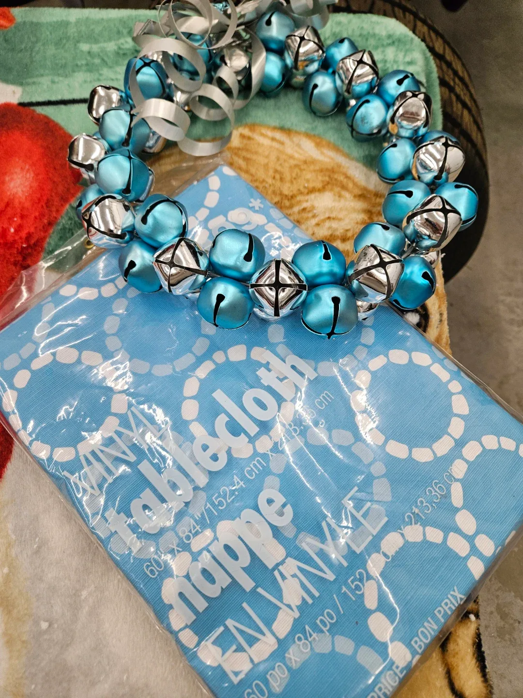 Vinyl Tablecloth 60x84 in - New and NEW Bell Wreath thumbnail