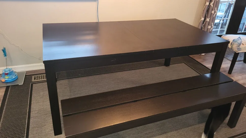 Dining Table with Bench, extendable image indicator(6)