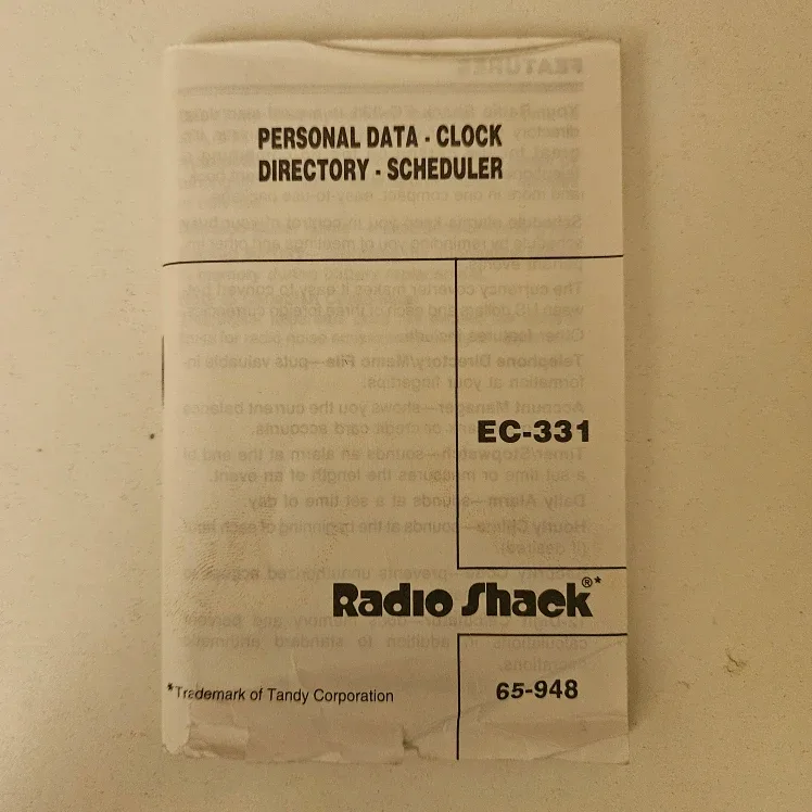 Radio Shack Personal Data, Clock, Directory, Scheduler image indicator(4)
