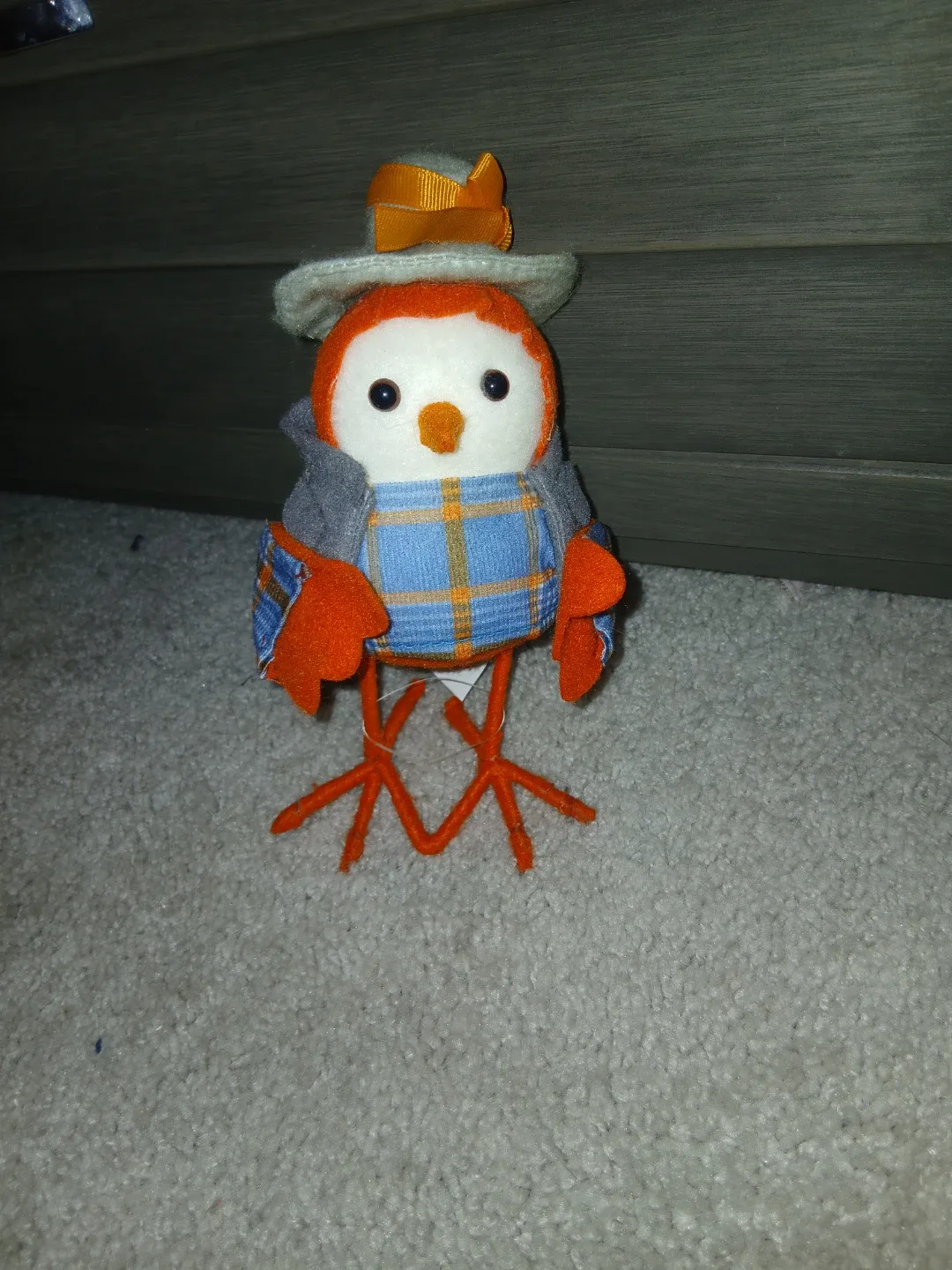Orange Bird Figurine with Hat