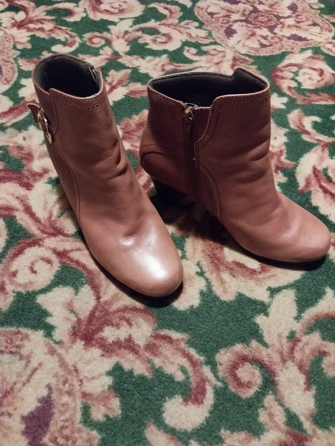 Brown leather Ankle Boots, Size 8