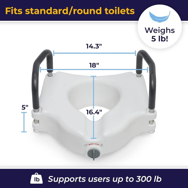 Drive Medical RTL12027RA Raised Toilet Seat w/ Padded Arms