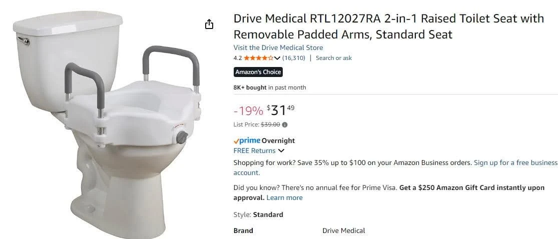 Drive Medical RTL12027RA Raised Toilet Seat w/ Padded Arms - photo 5