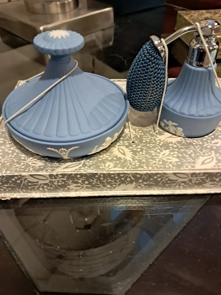Wedgwood Blue Jasperware Vanity Set with Box image indicator(2)