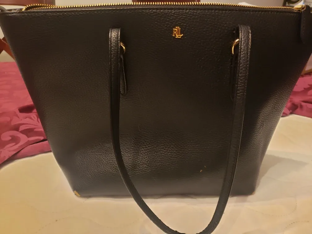 Ralph Lauren Black Leather Tote Bag